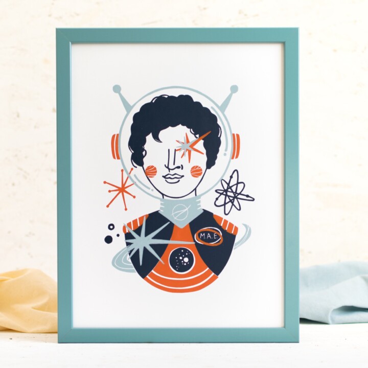 colorful lino print space