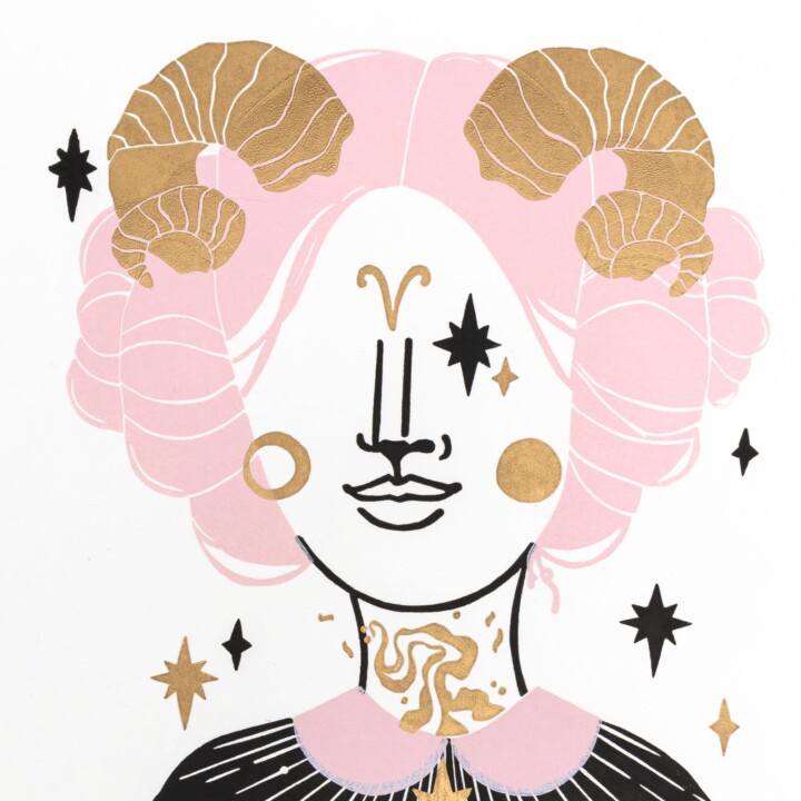 linoldruck sternzeichen widder