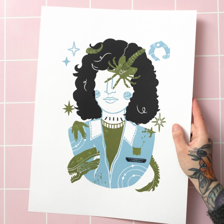 linoldruck motiv idee alien ellen ripley