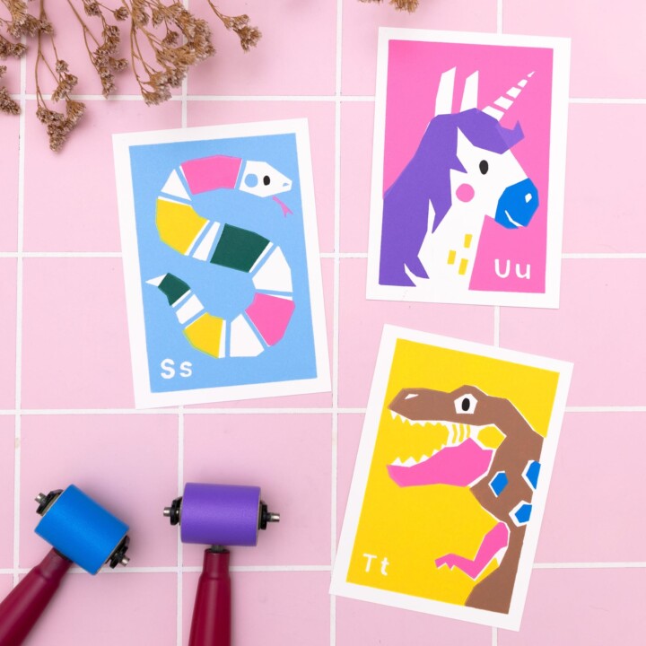 linoldruck postkarten kinder